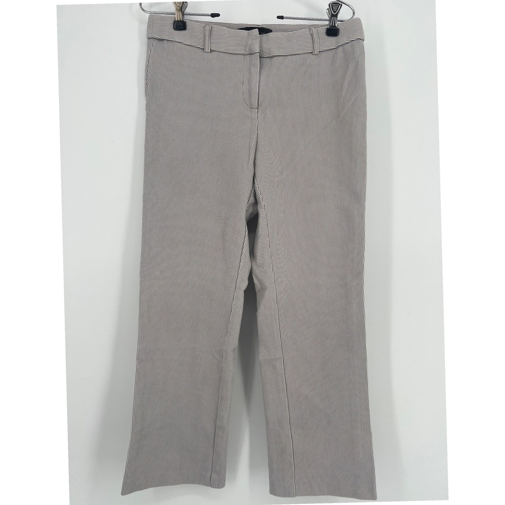 Amanda & Chelsea Taupe Pinstripe Slim Ankle Work Business Casual Pants Womens 6